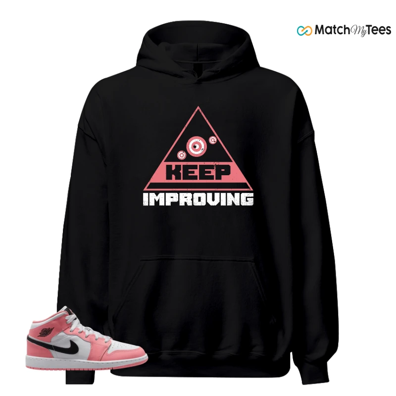 NIKE AIR JORDAN 1 MID GS PINK GAZE WHITE SNEAKER Matching Tees hoodie