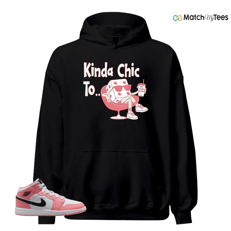 NIKE AIR JORDAN 1 MID GS PINK GAZE WHITE SNEAKER Matching Tees hoodie