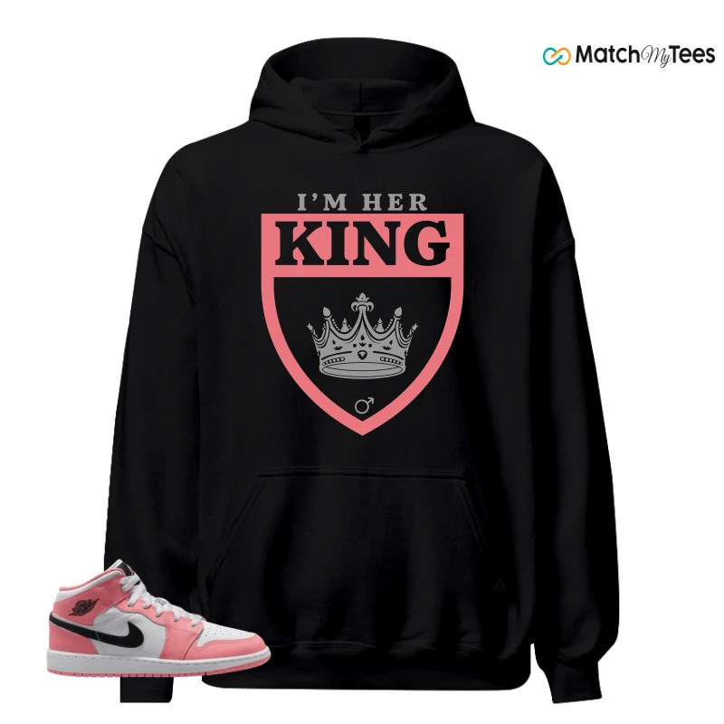 NIKE AIR JORDAN 1 MID GS PINK GAZE WHITE SNEAKER Matching Tees hoodie