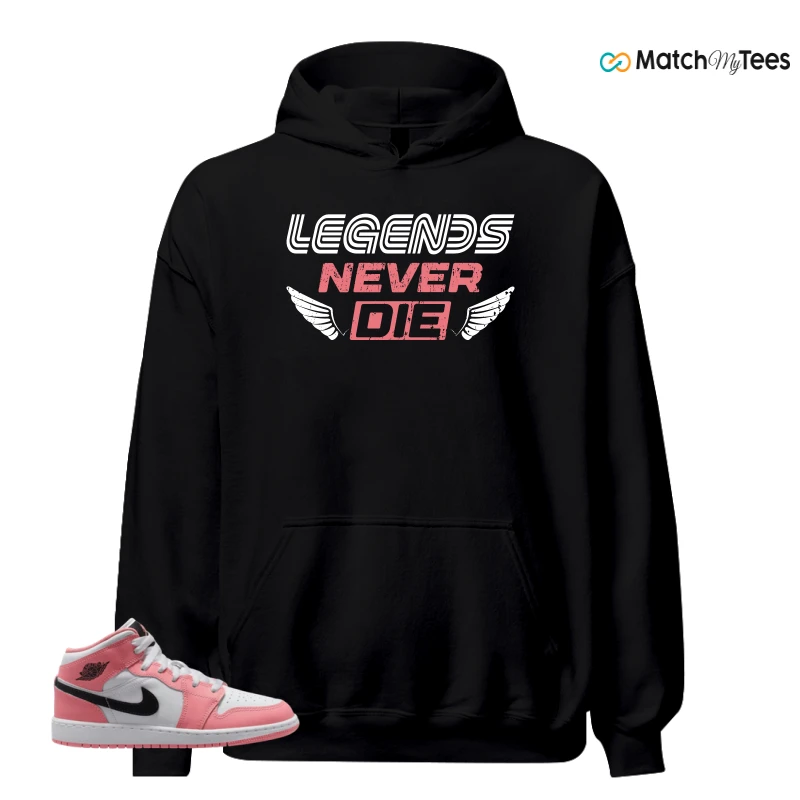 NIKE AIR JORDAN 1 MID GS PINK GAZE WHITE SNEAKER Matching Tees hoodie