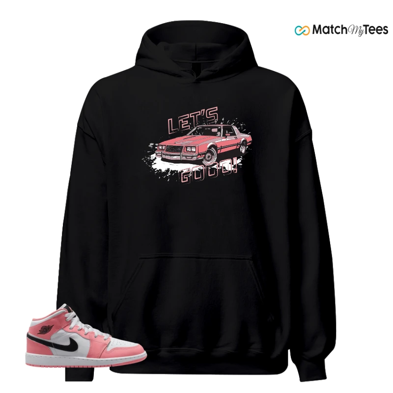 NIKE AIR JORDAN 1 MID GS PINK GAZE WHITE SNEAKER Matching Tees hoodie