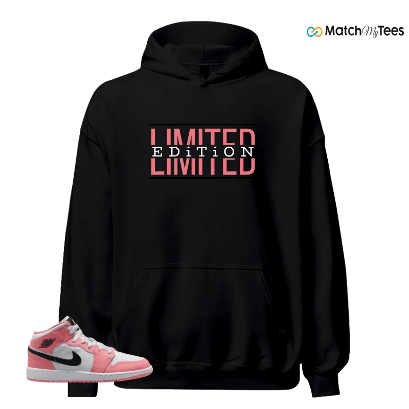 NIKE AIR JORDAN 1 MID GS PINK GAZE WHITE SNEAKER Matching Tees hoodie