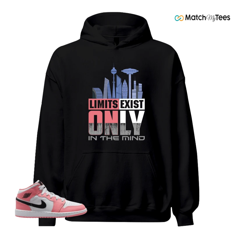 NIKE AIR JORDAN 1 MID GS PINK GAZE WHITE SNEAKER Matching Tees hoodie
