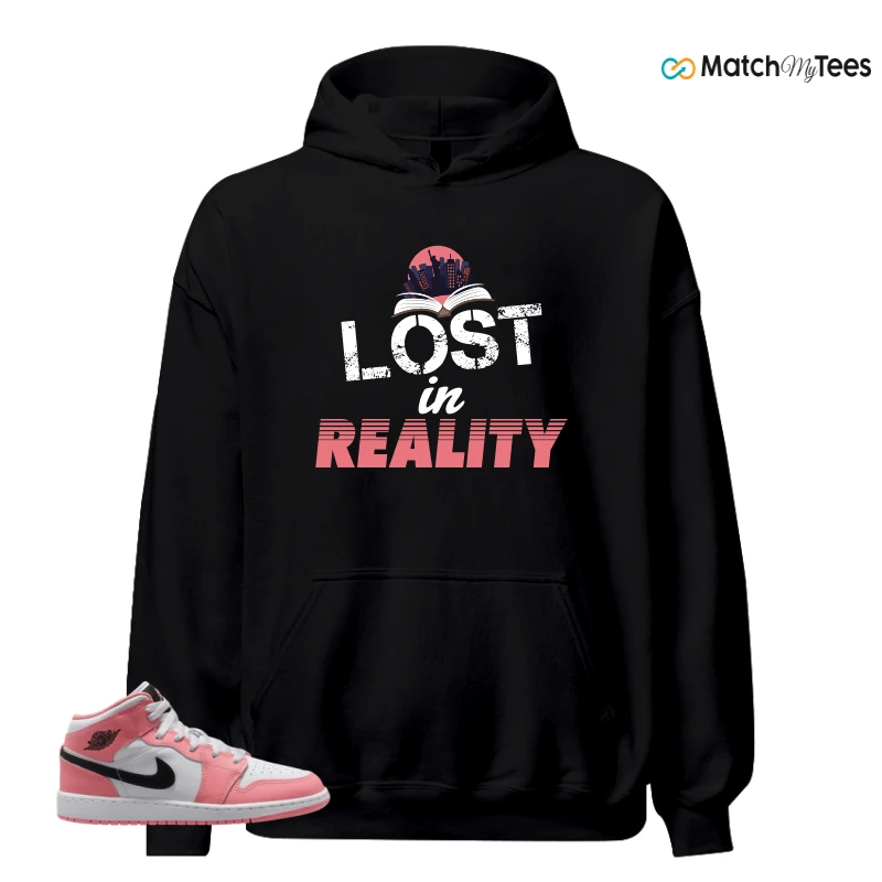 NIKE AIR JORDAN 1 MID GS PINK GAZE WHITE SNEAKER Matching Tees hoodie