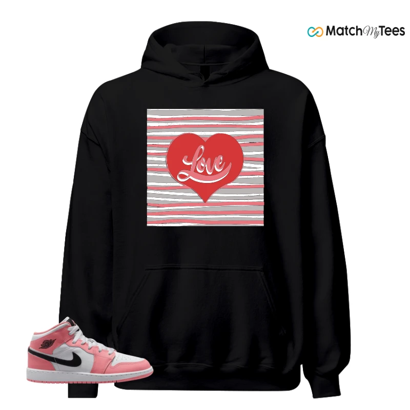 NIKE AIR JORDAN 1 MID GS PINK GAZE WHITE SNEAKER Matching Tees hoodie