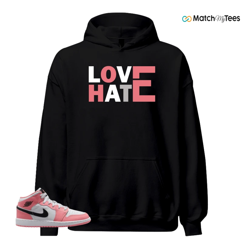 NIKE AIR JORDAN 1 MID GS PINK GAZE WHITE SNEAKER Matching Tees hoodie