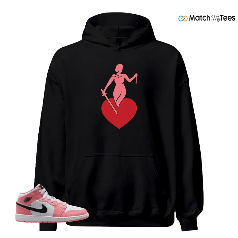 NIKE AIR JORDAN 1 MID GS PINK GAZE WHITE SNEAKER Matching Tees hoodie