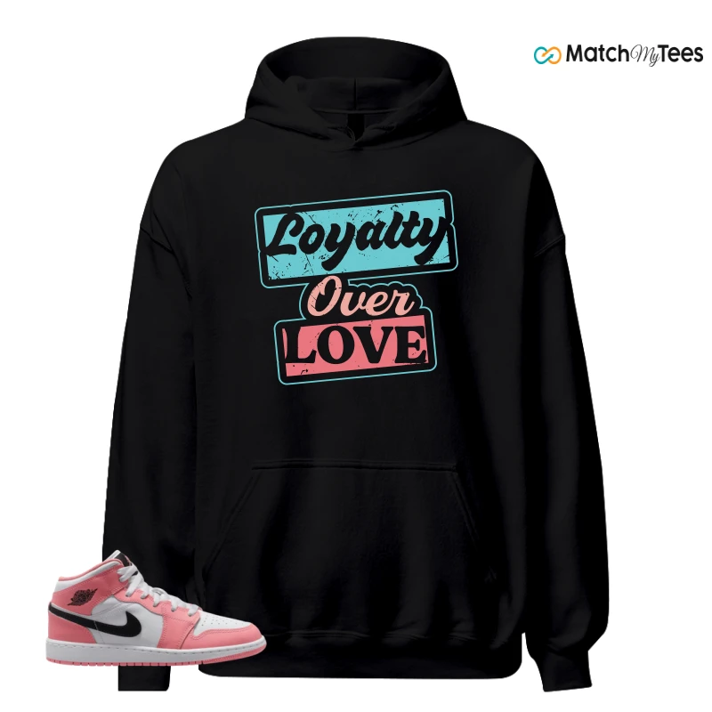 NIKE AIR JORDAN 1 MID GS PINK GAZE WHITE SNEAKER Matching Tees hoodie