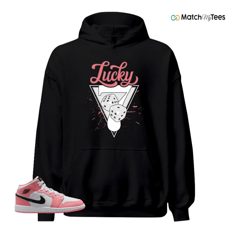 NIKE AIR JORDAN 1 MID GS PINK GAZE WHITE SNEAKER Matching Tees hoodie