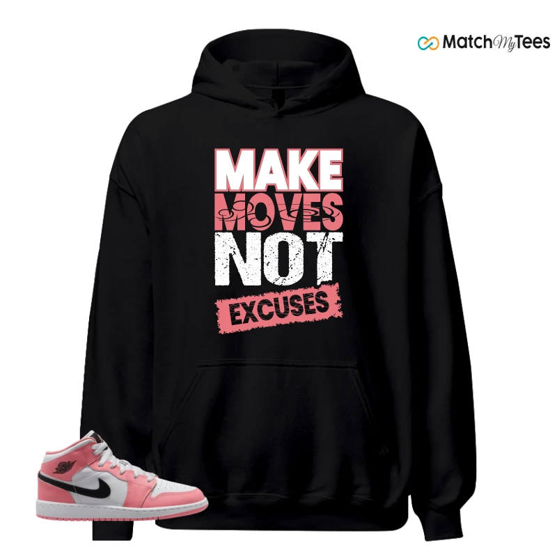 NIKE AIR JORDAN 1 MID GS PINK GAZE WHITE SNEAKER Matching Tees hoodie