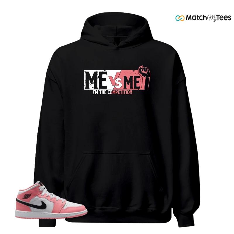 NIKE AIR JORDAN 1 MID GS PINK GAZE WHITE SNEAKER Matching Tees hoodie