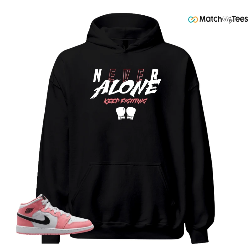 NIKE AIR JORDAN 1 MID GS PINK GAZE WHITE SNEAKER Matching Tees hoodie