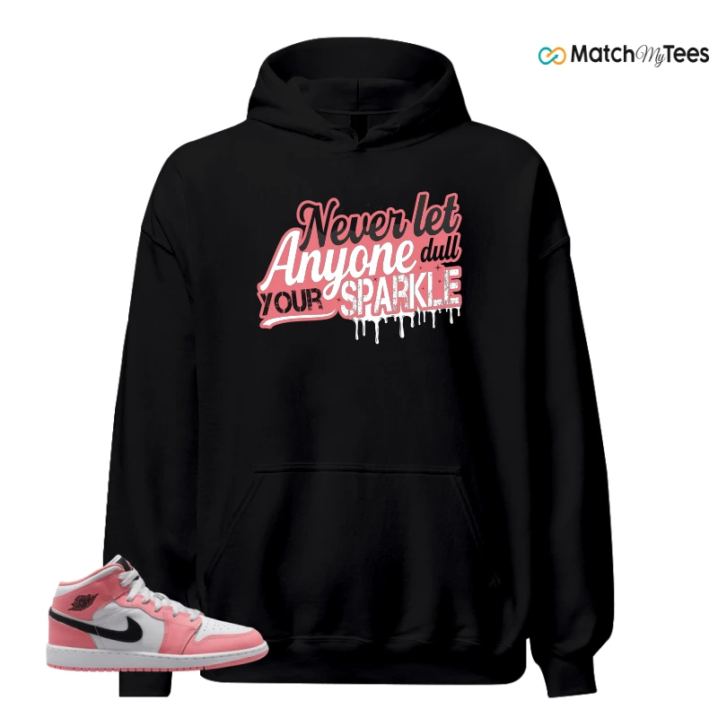 NIKE AIR JORDAN 1 MID GS PINK GAZE WHITE SNEAKER Matching Tees hoodie
