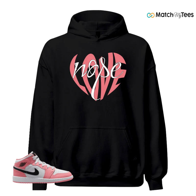 NIKE AIR JORDAN 1 MID GS PINK GAZE WHITE SNEAKER Matching Tees hoodie