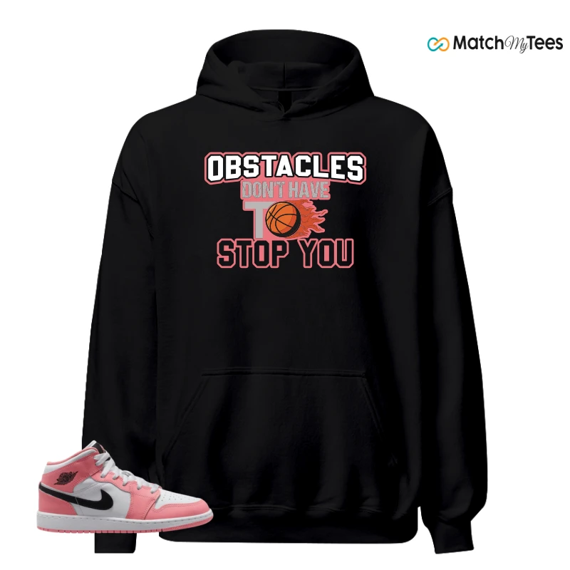 NIKE AIR JORDAN 1 MID GS PINK GAZE WHITE SNEAKER Matching Tees hoodie