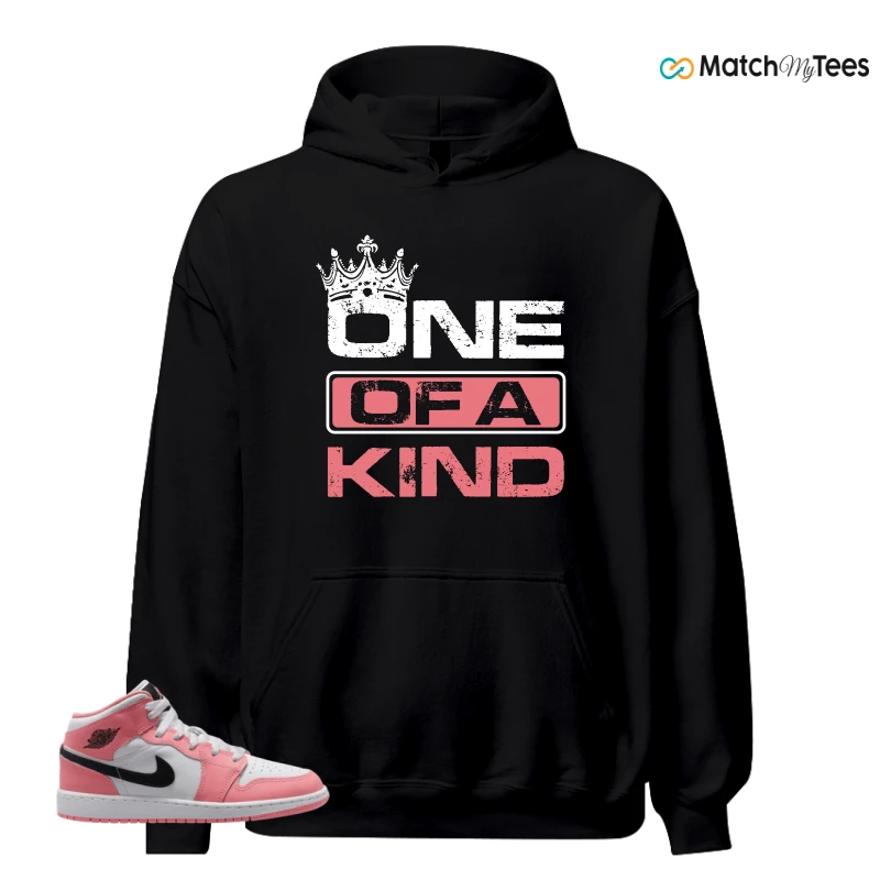 NIKE AIR JORDAN 1 MID GS PINK GAZE WHITE SNEAKER Matching Tees hoodie