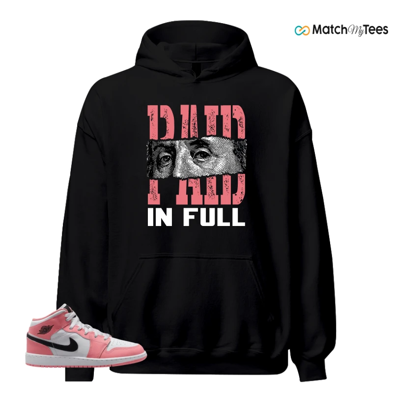 NIKE AIR JORDAN 1 MID GS PINK GAZE WHITE SNEAKER/PINK GAZE/WHITE/BLACK matching Hoodie
