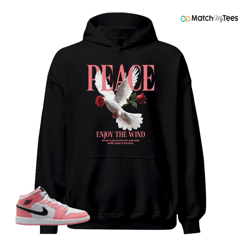 NIKE AIR JORDAN 1 MID GS PINK GAZE WHITE SNEAKER Matching Tees hoodie