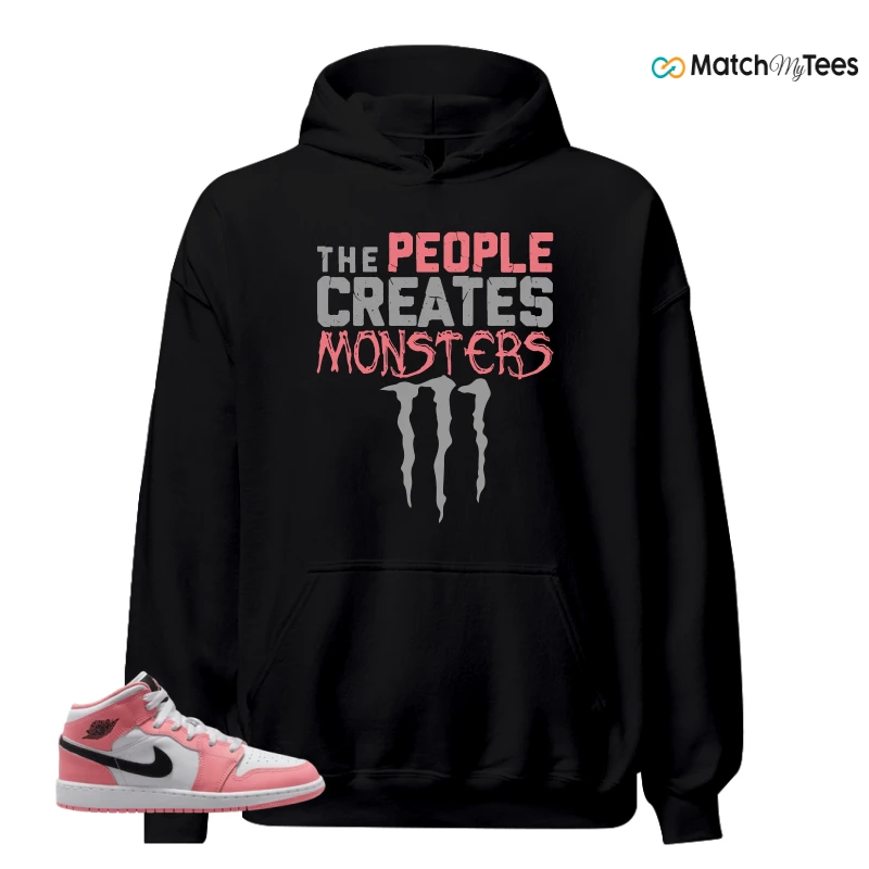 NIKE AIR JORDAN 1 MID GS PINK GAZE WHITE SNEAKER Matching Tees hoodie