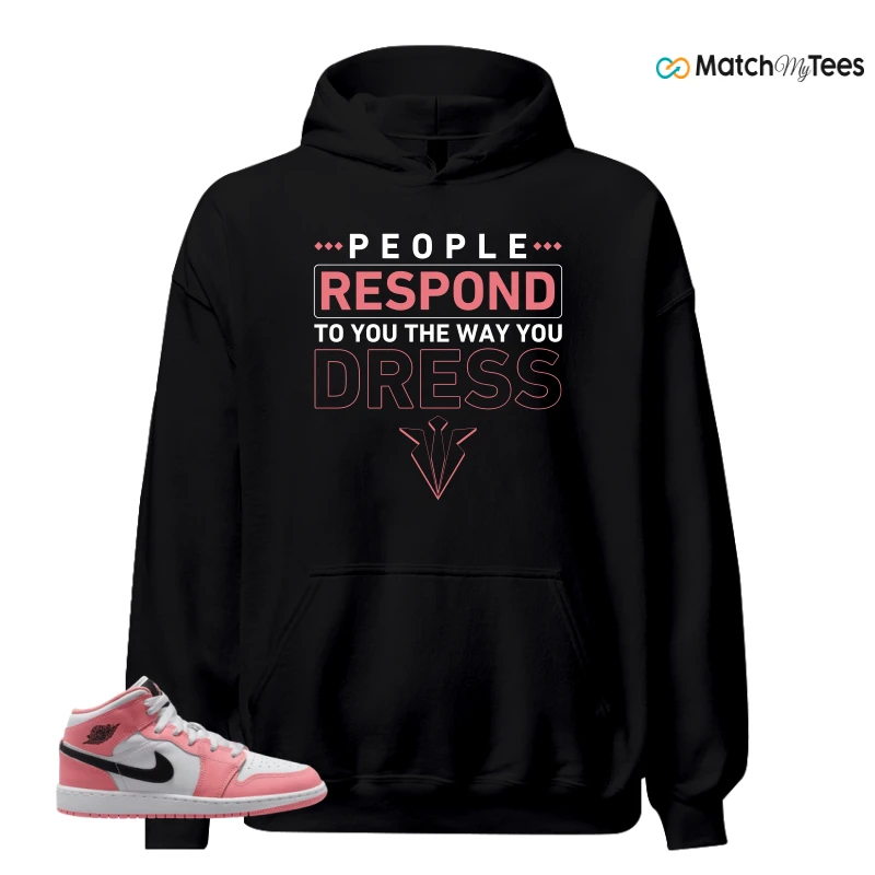 NIKE AIR JORDAN 1 MID GS PINK GAZE WHITE SNEAKER Matching Tees hoodie