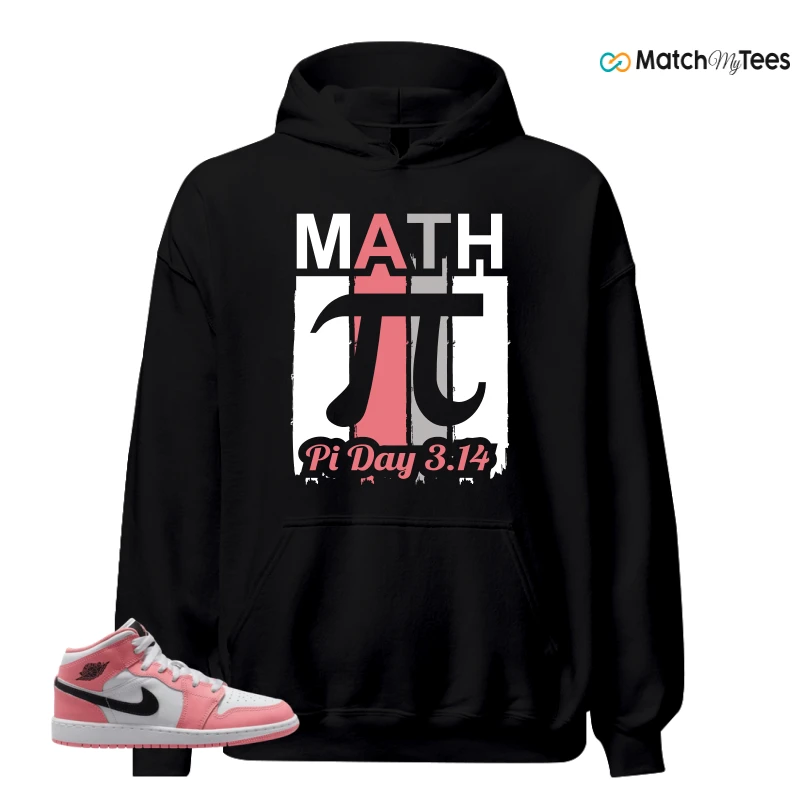 NIKE AIR JORDAN 1 MID GS PINK GAZE WHITE SNEAKER Matching Tees hoodie