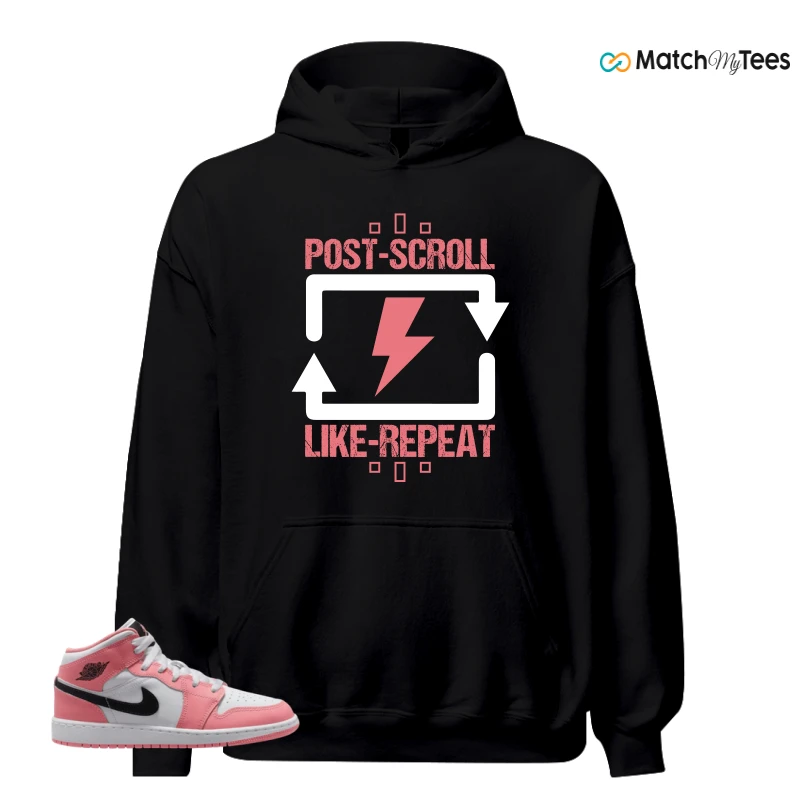 NIKE AIR JORDAN 1 MID GS PINK GAZE WHITE SNEAKER Matching Tees hoodie