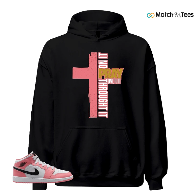 NIKE AIR JORDAN 1 MID GS PINK GAZE WHITE SNEAKER Matching Tees hoodie