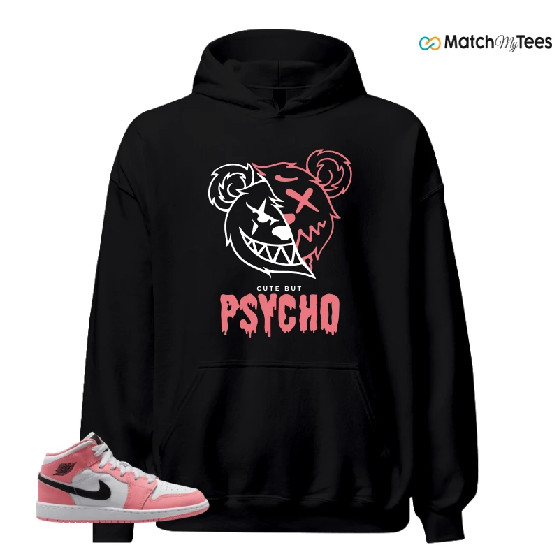 NIKE AIR JORDAN 1 MID GS PINK GAZE WHITE SNEAKER Matching Tees hoodie