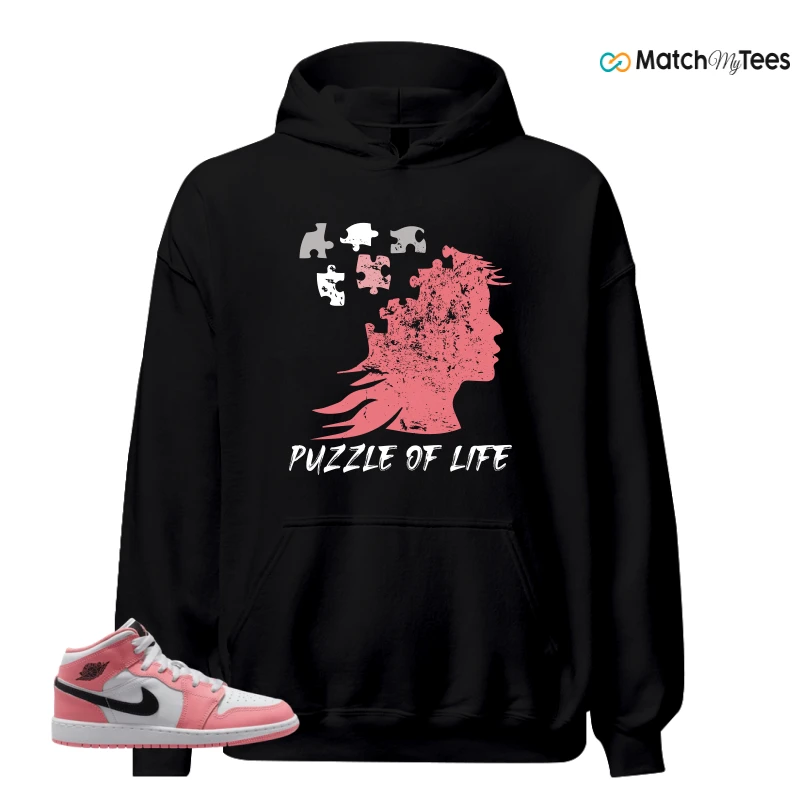 NIKE AIR JORDAN 1 MID GS PINK GAZE WHITE SNEAKER Matching Tees hoodie