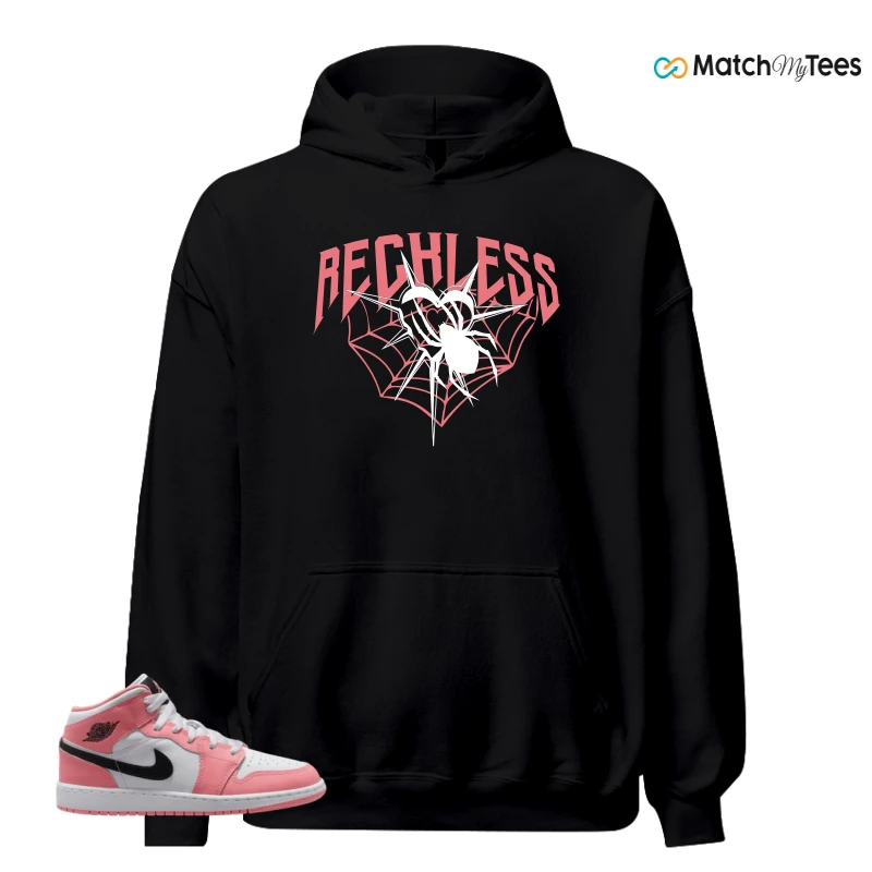 NIKE AIR JORDAN 1 MID GS PINK GAZE WHITE SNEAKER Matching Tees hoodie