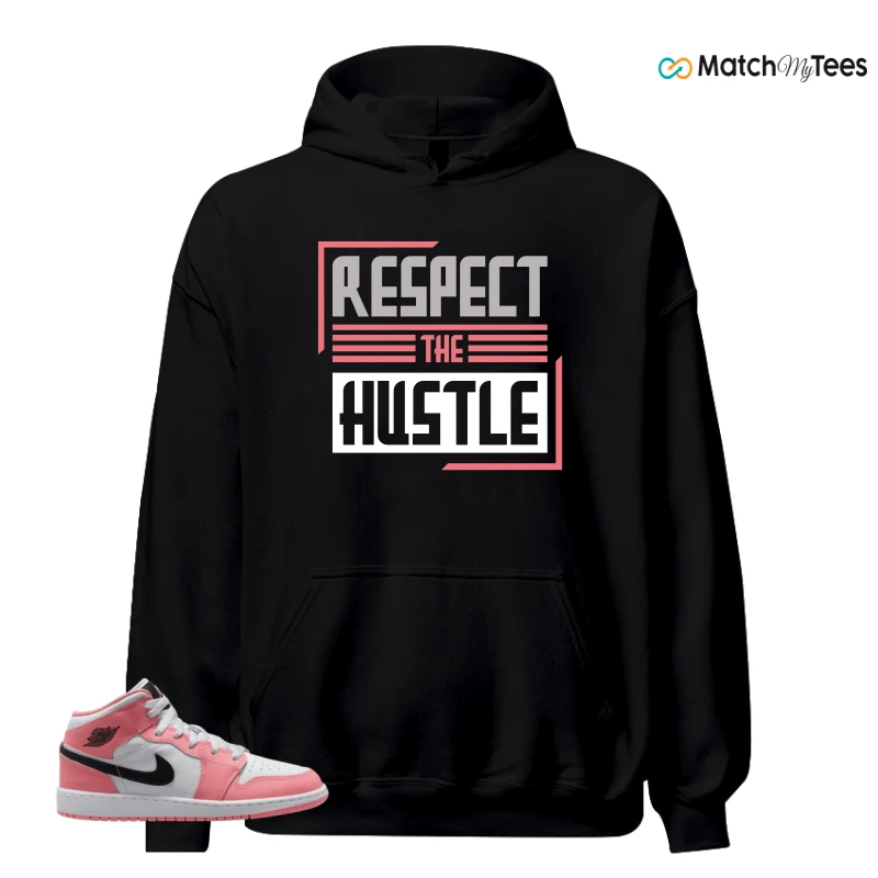 NIKE AIR JORDAN 1 MID GS PINK GAZE WHITE SNEAKER Matching Tees hoodie