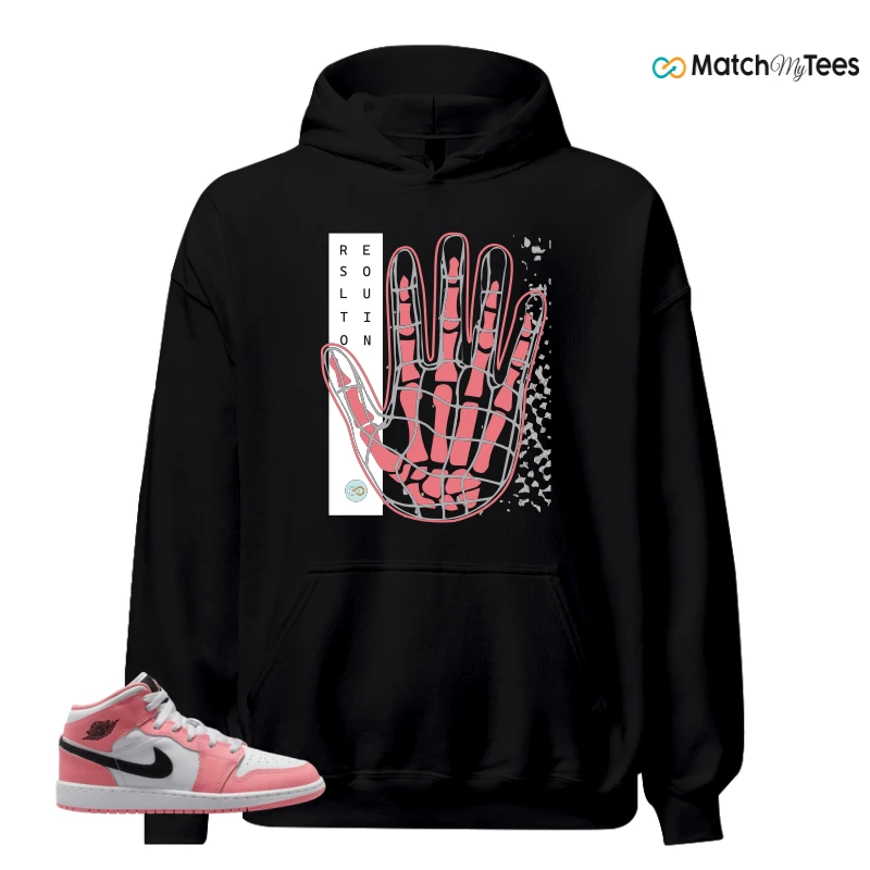 NIKE AIR JORDAN 1 MID GS PINK GAZE WHITE SNEAKER Matching Tees hoodie