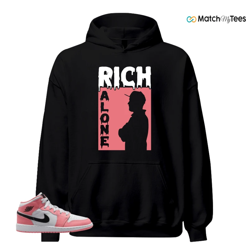 NIKE AIR JORDAN 1 MID GS PINK GAZE WHITE SNEAKER Matching Tees hoodie