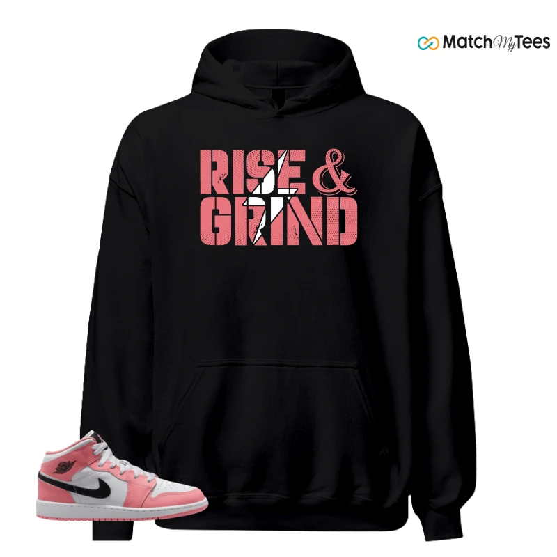 NIKE AIR JORDAN 1 MID GS PINK GAZE WHITE SNEAKER Matching Tees hoodie