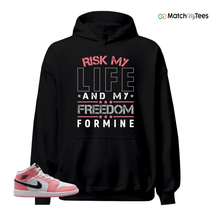 NIKE AIR JORDAN 1 MID GS PINK GAZE WHITE SNEAKER Matching Tees hoodie