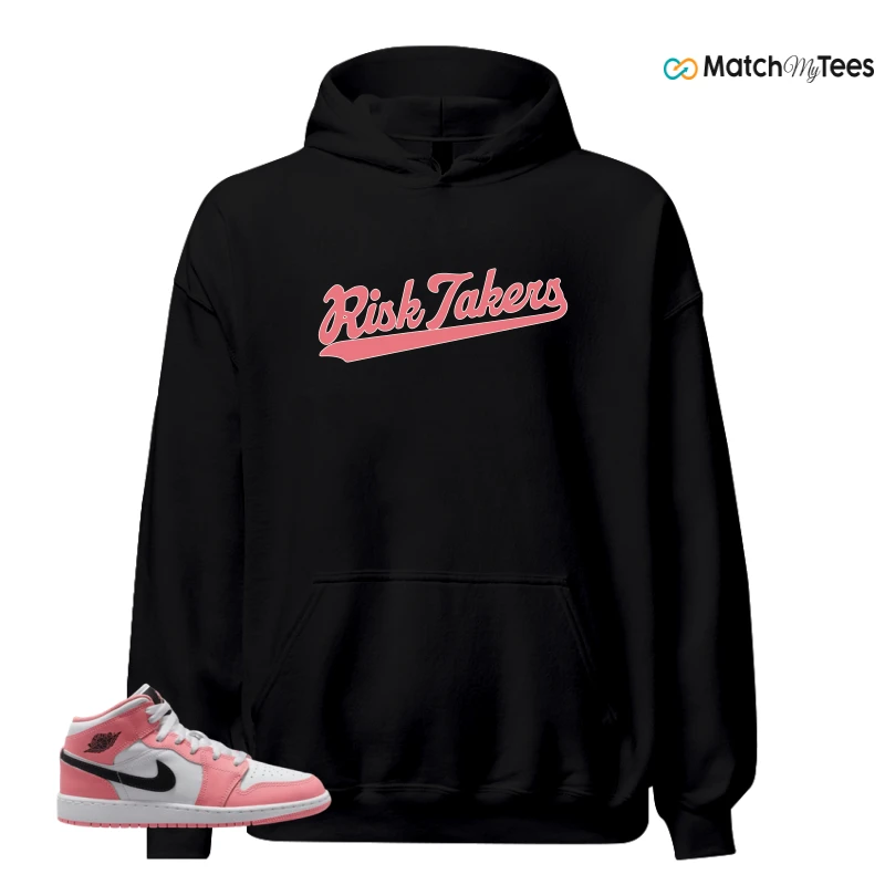NIKE AIR JORDAN 1 MID GS PINK GAZE WHITE SNEAKER Matching Tees hoodie