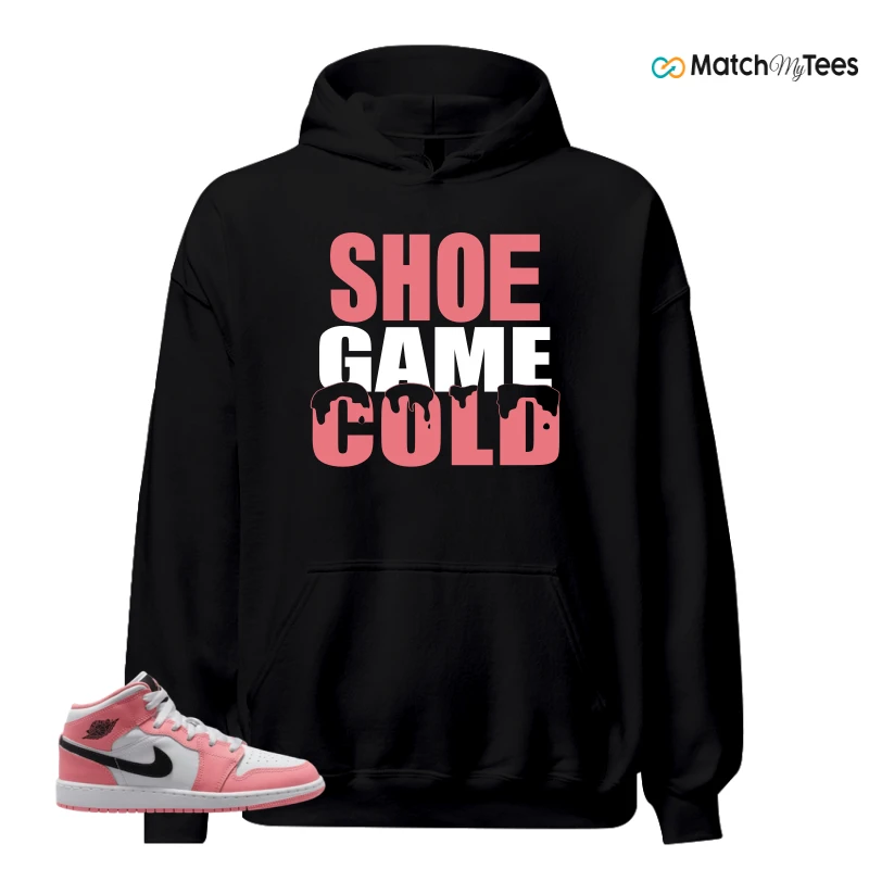 NIKE AIR JORDAN 1 MID GS PINK GAZE WHITE SNEAKER Matching Tees hoodie