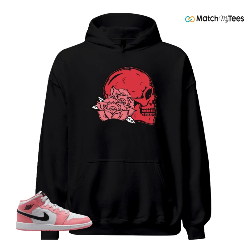 NIKE AIR JORDAN 1 MID GS PINK GAZE WHITE SNEAKER Matching Tees hoodie