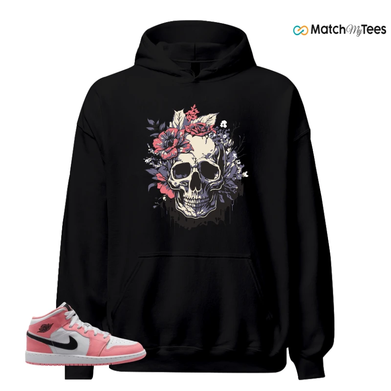 NIKE AIR JORDAN 1 MID GS PINK GAZE WHITE SNEAKER Matching Tees hoodie