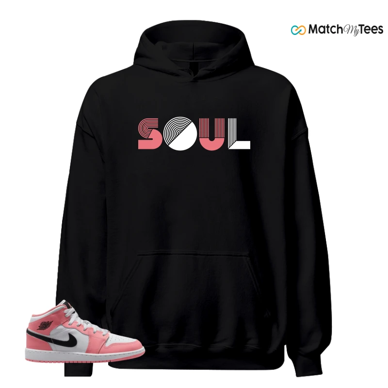 NIKE AIR JORDAN 1 MID GS PINK GAZE WHITE SNEAKER Matching Tees hoodie