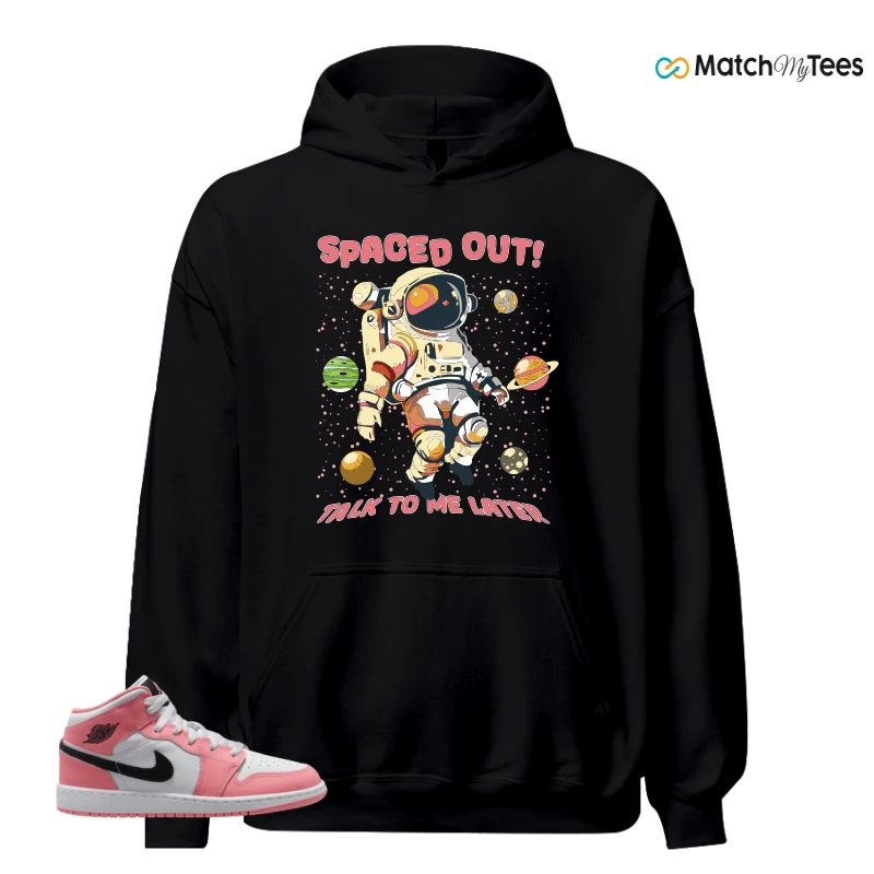 NIKE AIR JORDAN 1 MID GS PINK GAZE WHITE SNEAKER Matching Tees hoodie