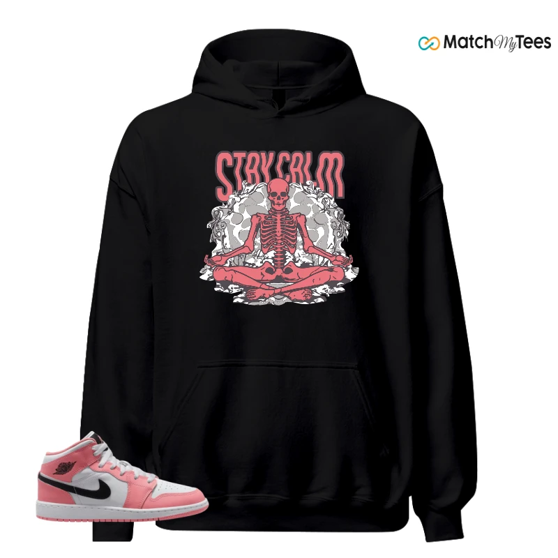 NIKE AIR JORDAN 1 MID GS PINK GAZE WHITE SNEAKER Matching Tees hoodie
