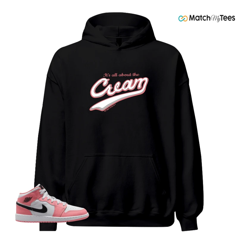 NIKE AIR JORDAN 1 MID GS PINK GAZE WHITE SNEAKER Matching Tees hoodie
