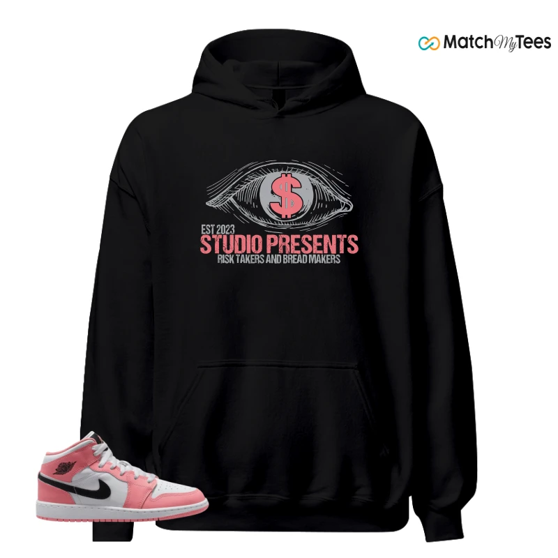 NIKE AIR JORDAN 1 MID GS PINK GAZE WHITE SNEAKER Matching Tees hoodie