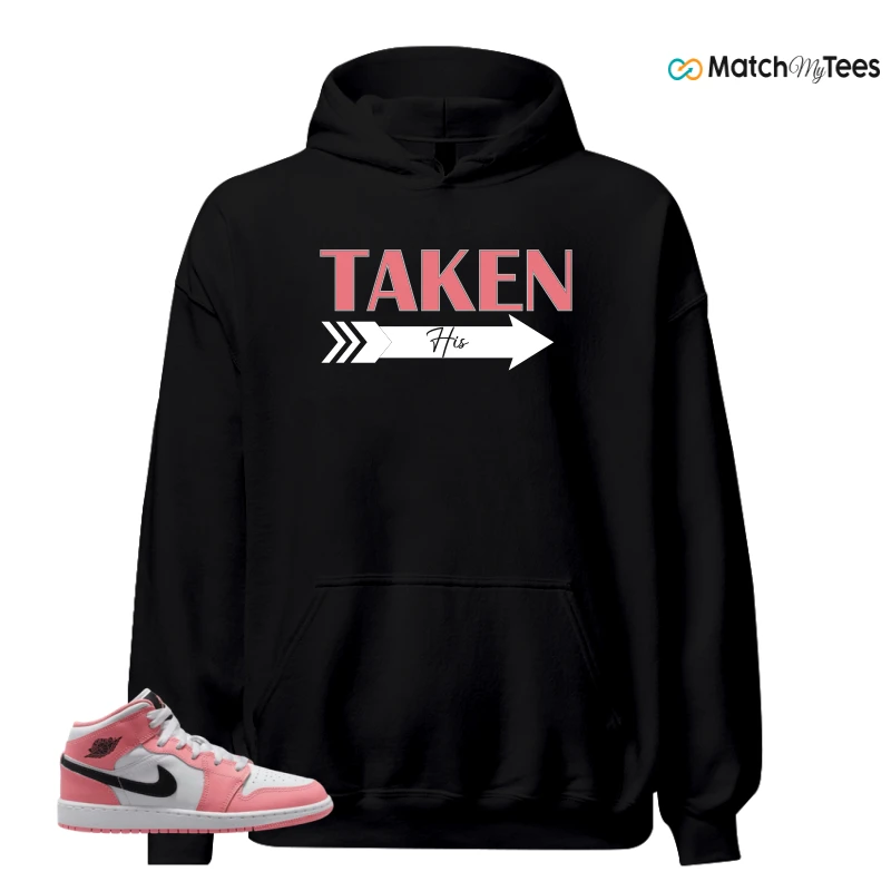 NIKE AIR JORDAN 1 MID GS PINK GAZE WHITE SNEAKER Matching Tees hoodie