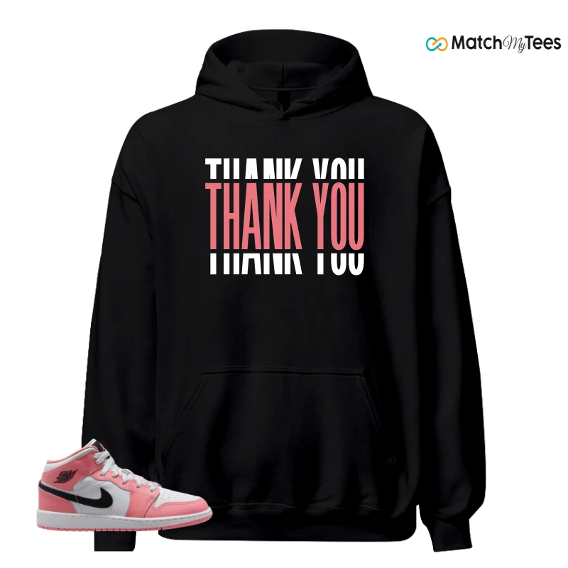 NIKE AIR JORDAN 1 MID GS PINK GAZE WHITE SNEAKER Matching Tees hoodie