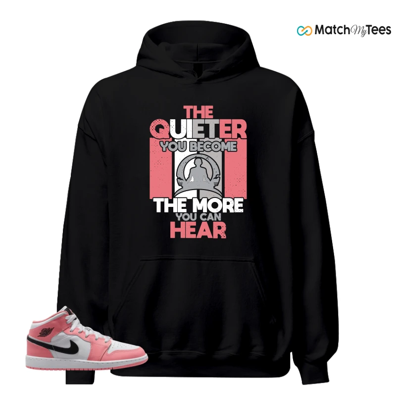 NIKE AIR JORDAN 1 MID GS PINK GAZE WHITE SNEAKER Matching Tees hoodie