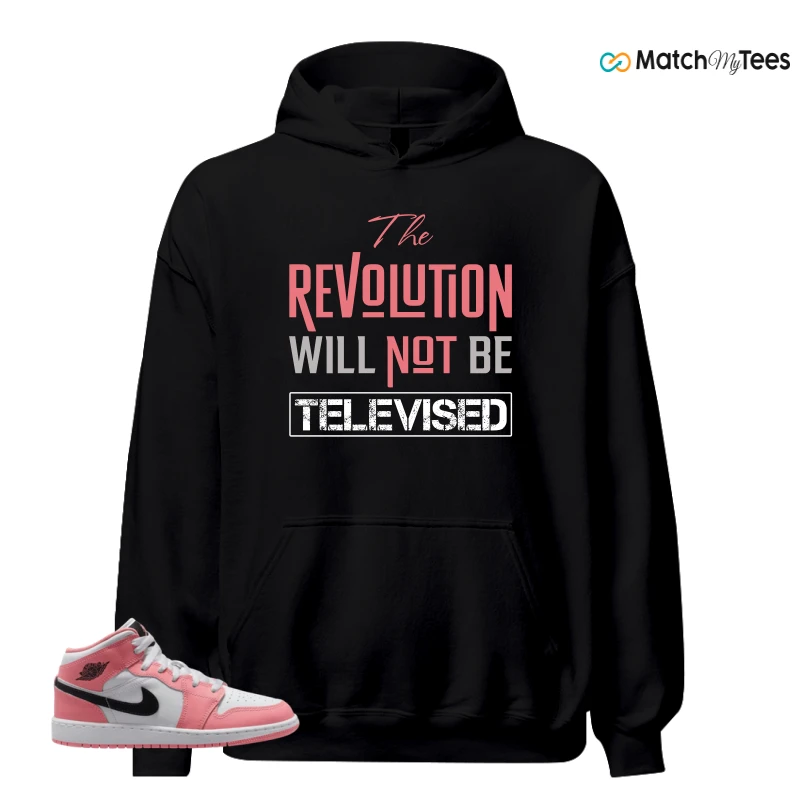 NIKE AIR JORDAN 1 MID GS PINK GAZE WHITE SNEAKER Matching Tees hoodie