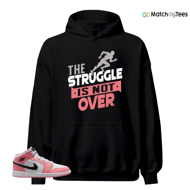 NIKE AIR JORDAN 1 MID GS PINK GAZE WHITE SNEAKER Matching Tees hoodie