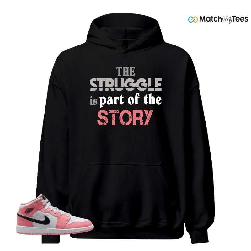 NIKE AIR JORDAN 1 MID GS PINK GAZE WHITE SNEAKER Matching Tees hoodie
